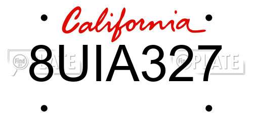 8UIA327 California License Plate