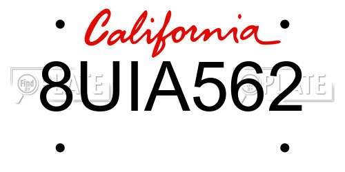 8UIA562 California License Plate