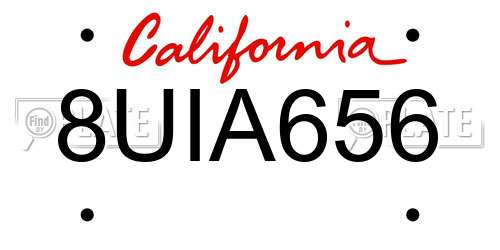 8UIA656 California License Plate