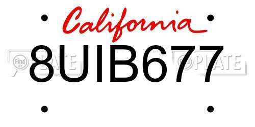8UIB677 California License Plate