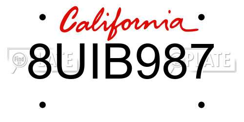 8UIB987 California License Plate