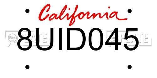 8UID045 California License Plate