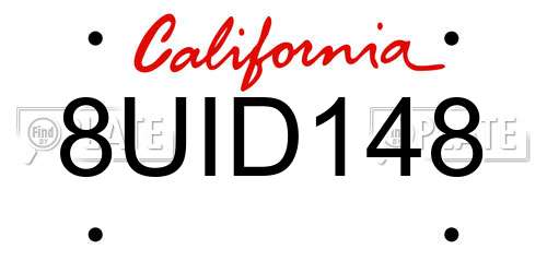 8UID148 California License Plate