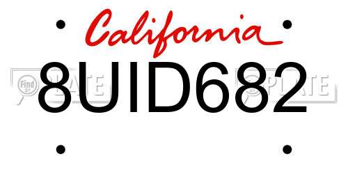 8UID682 California License Plate