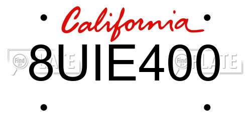 8UIE400 California License Plate