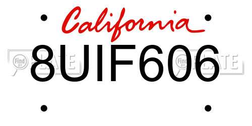 8UIF606 California License Plate