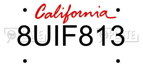 8UIF813 California License Plate