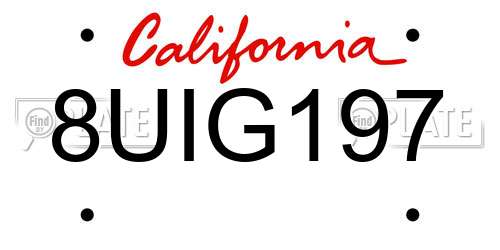 8UIG197 California License Plate