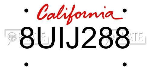 8UIJ288 California License Plate