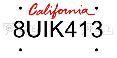 8UIK413 California License Plate