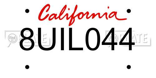 8UIL044 California License Plate