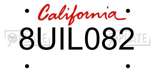 8UIL082 California License Plate