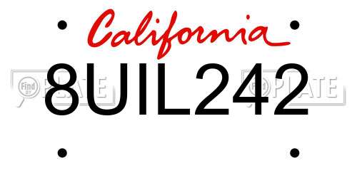 8UIL242 California License Plate
