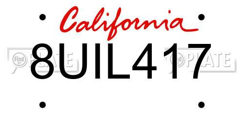 8UIL417 California License Plate