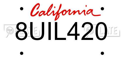 8UIL420 California License Plate