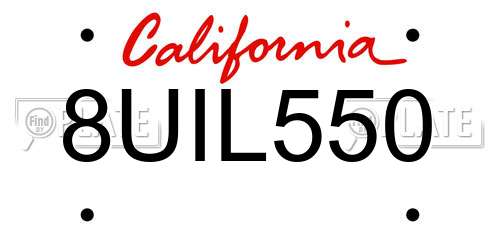 8UIL550 California License Plate