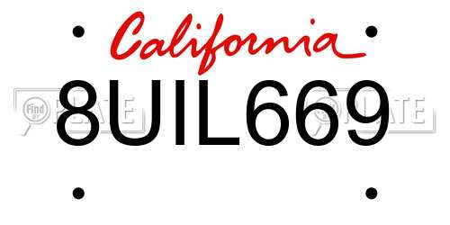 8UIL669 California License Plate