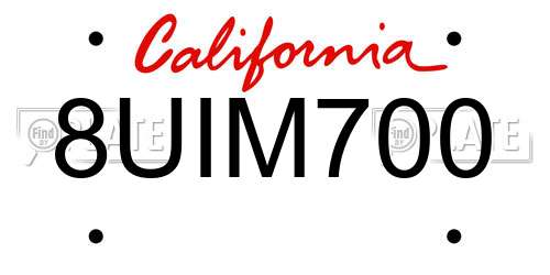 8UIM700 California License Plate