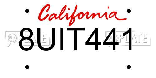 8UIT441 California License Plate