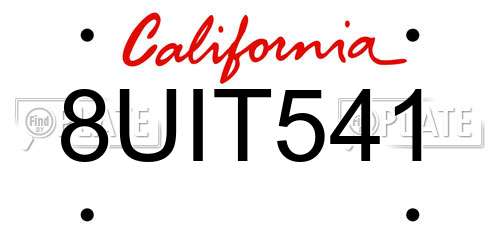 8UIT541 California License Plate