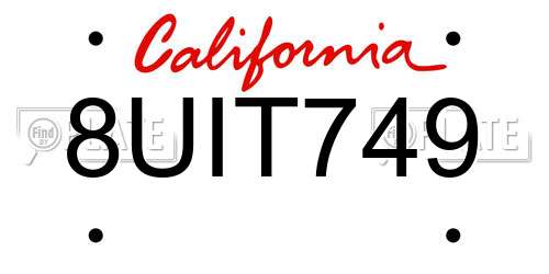 8UIT749 California License Plate