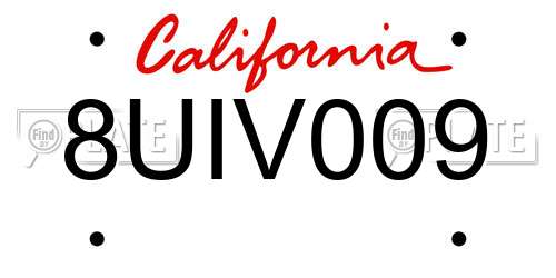 8UIV009 California License Plate