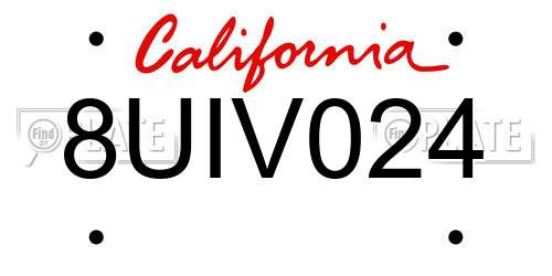 8UIV024 California License Plate