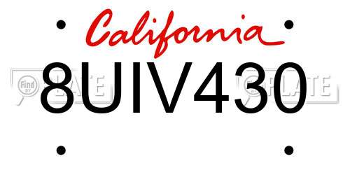 8UIV430 California License Plate
