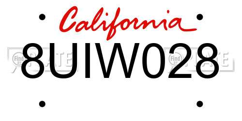 8UIW028 California License Plate