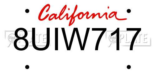 8UIW717 California License Plate