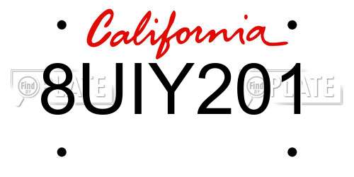8UIY201 California License Plate