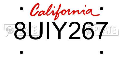 8UIY267 California License Plate
