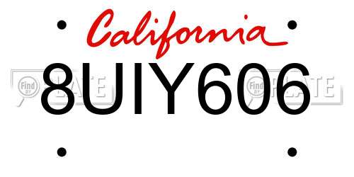 8UIY606 California License Plate
