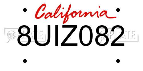 8UIZ082 California License Plate