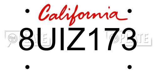 8UIZ173 California License Plate