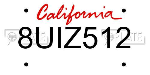 8UIZ512 California License Plate