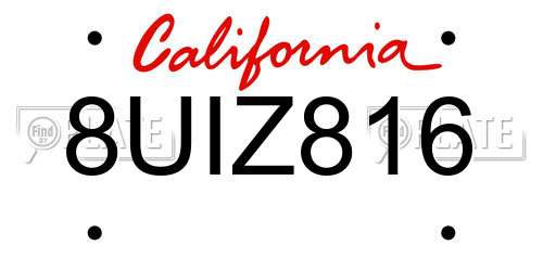 8UIZ816 California License Plate