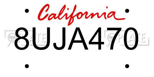 8UJA470 California License Plate
