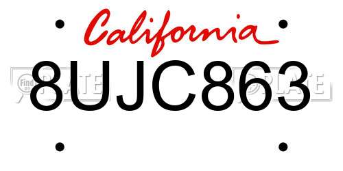 8UJC863 California License Plate