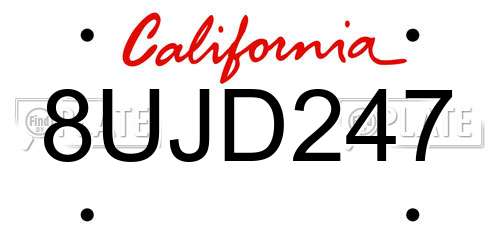 8UJD247 California License Plate
