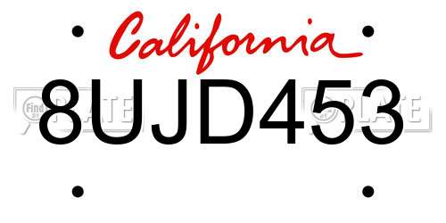 8UJD453 California License Plate