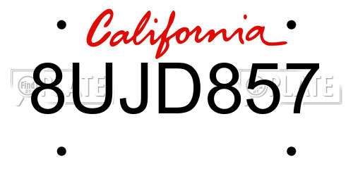 8UJD857 California License Plate
