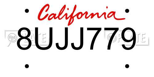 8UJJ779 California License Plate