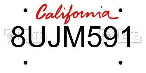 8UJM591 California License Plate