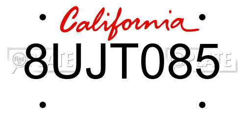 8UJT085 California License Plate