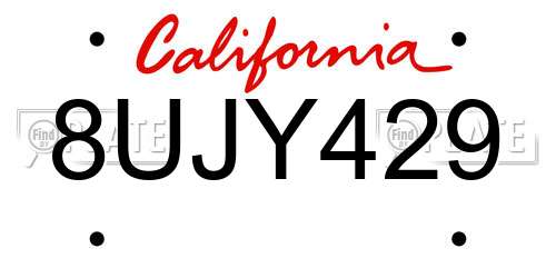 8UJY429 California License Plate