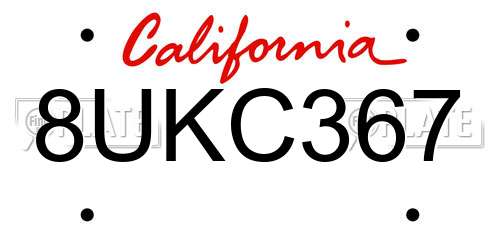 8UKC367 California License Plate