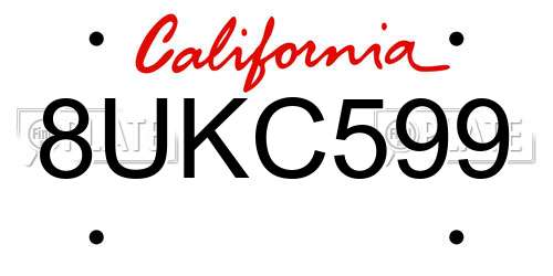 8UKC599 California License Plate