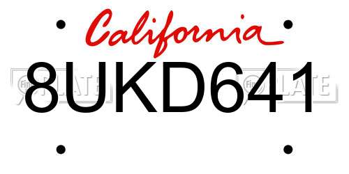 8UKD641 California License Plate