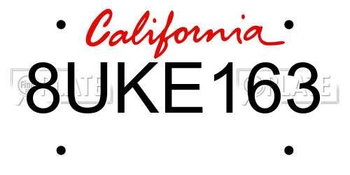 8UKE163 California License Plate